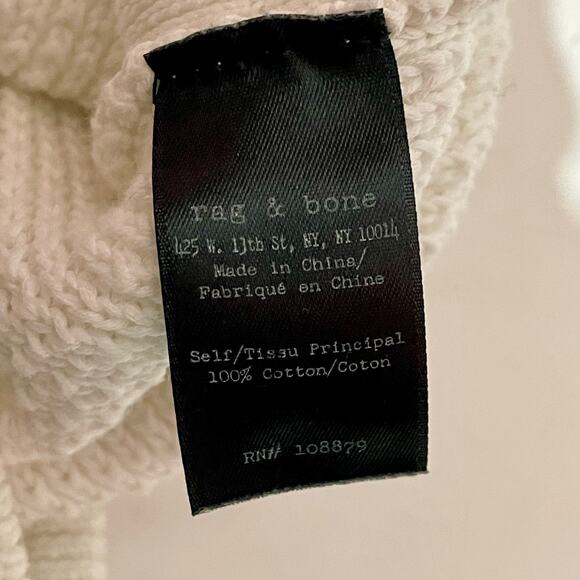 Rag & Bone/Jean Cotton Knit Crewneck Sweater - White - XS - Picture 9 of 13